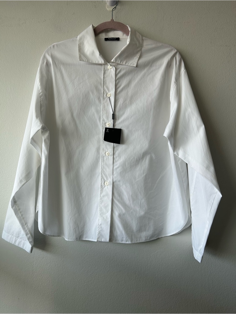 NWT Massimo Dutti White Long-Sleeve Cotton poplin Button Shirt